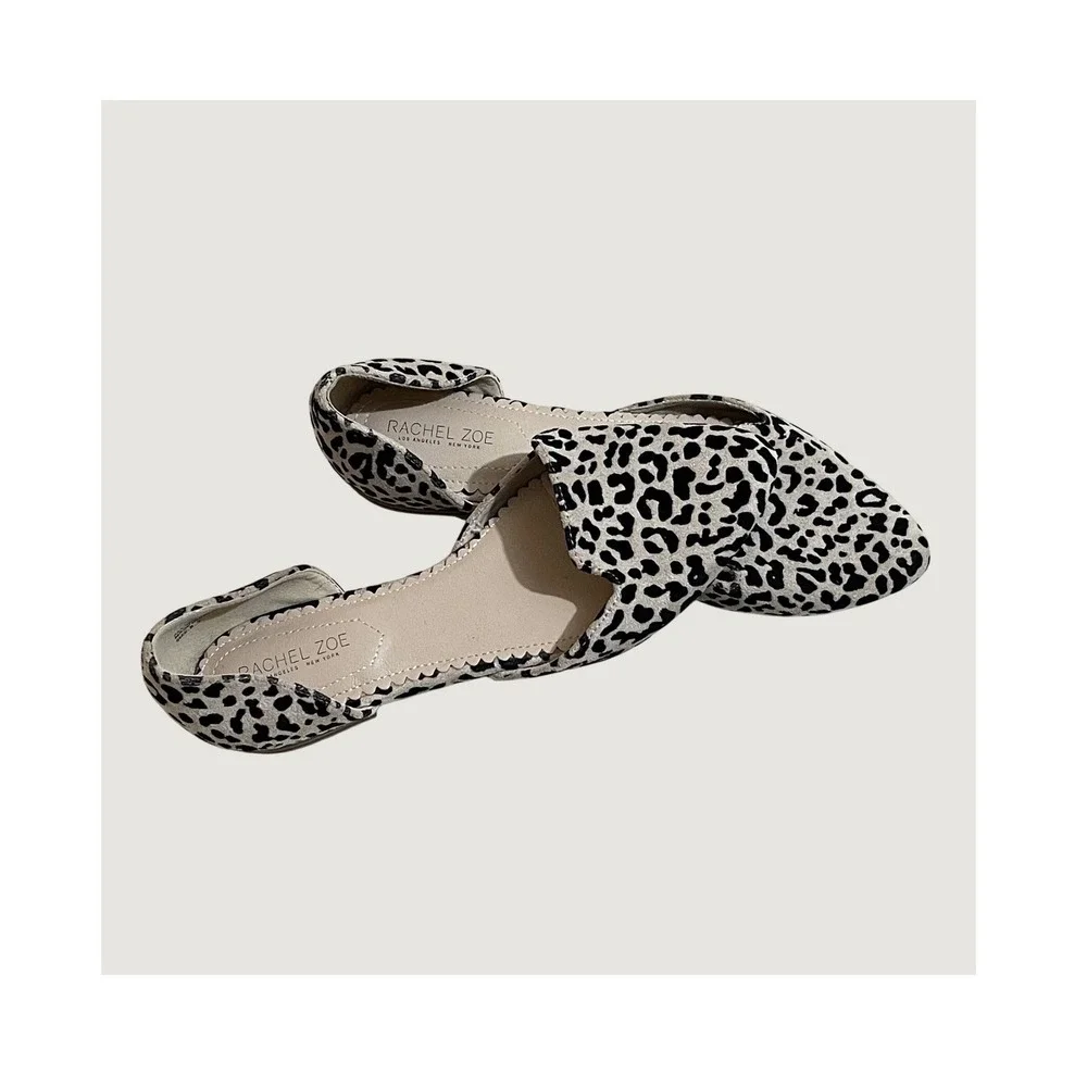 Rachel Zoe d'Orsay Flats Womens 8.5 Leopard Mob Wife Indie Sleaze Chic